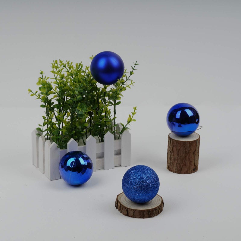 Emopeak 24Pcs Christmas Balls Ornaments for Xmas Christmas Tree - 4 Style Shatterproof Christmas Tree Decorations Hanging Ball for Holiday Wedding Party Decoration (Navy Blue, 1.6"/4.2CM) - Image 2